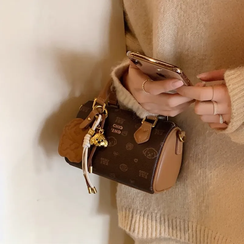 PAYOT Microfiber Synthetic Leather Handbag Regular Women's Monogram Coffee-3