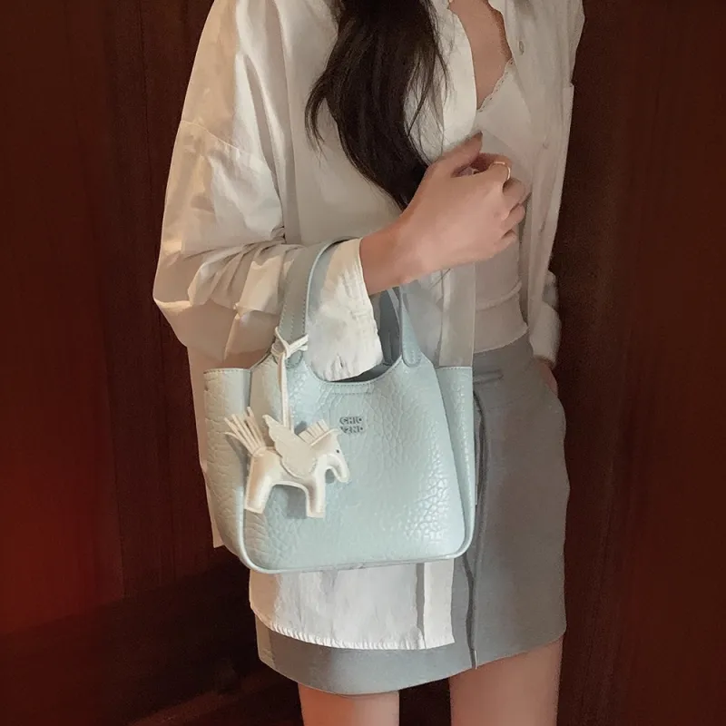 PAYOT Microfiber Synthetic Leather Backpack Handbag Women's Light Blue-4