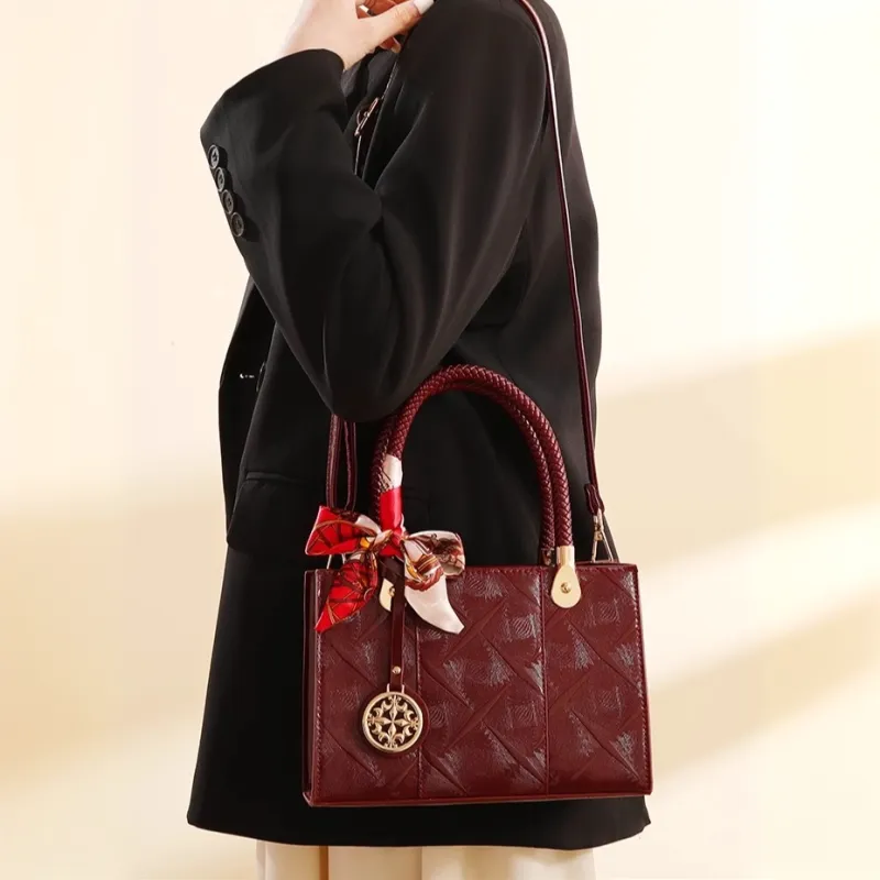 PAYOT Microfiber Synthetic Leather Shoulder Bag, Crossbody Bag, Handbag Women's Dark Burgundy-2