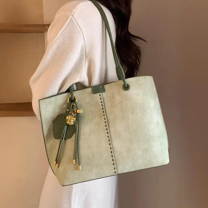 PAYOT Microfiber Synthetic Leather Lime Station Shopping Bag, Shoulder Bag Regular Women's Mint Green-2