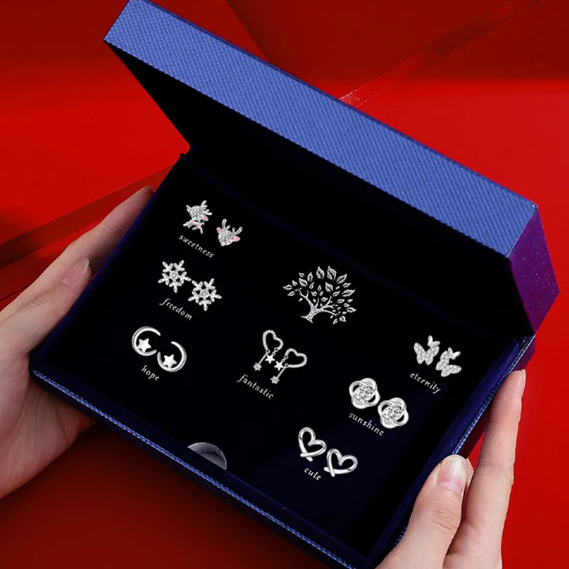 SGM Sterling Silver Ear Pin Elegance Luxury Heart Butterfly Premium Earrings, Niche Refined Romantic Box Women's-2