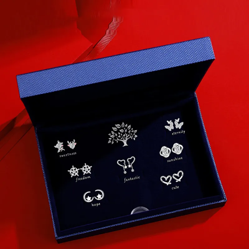 SGM Sterling Silver Ear Pin Elegance Luxury Heart Butterfly Premium Earrings, Niche Refined Romantic Box Women's-1