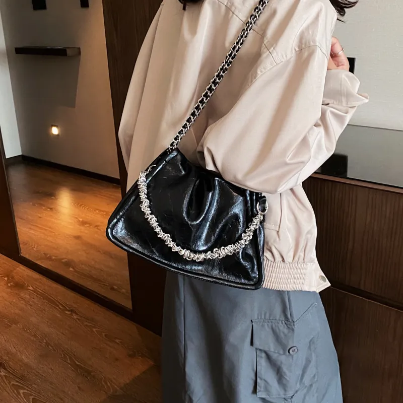 PINK·LAND Pu Material Shoulder Bag Handbag Shoulder Bag Crossbody Bag Regular Women's Black/Qiang/Silver/Havana-3