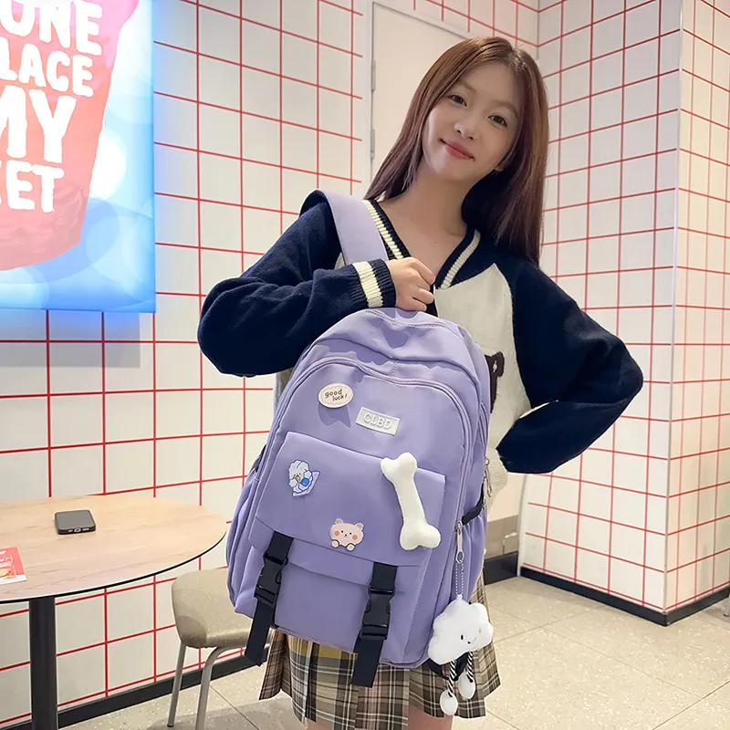 RUIPAI Nylon Backpack Regular Unisex Black/Pink/Blue/Purple-2
