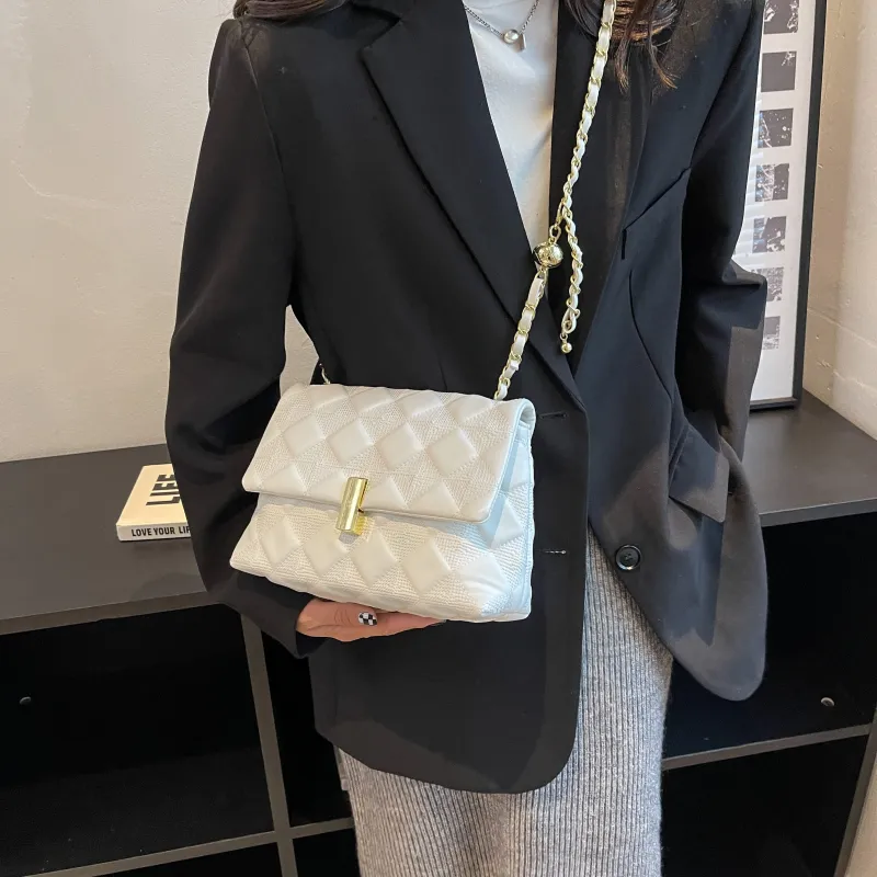 PINK·LAND PU Small Square Bag Shoulder Bag Women's Black/White-11