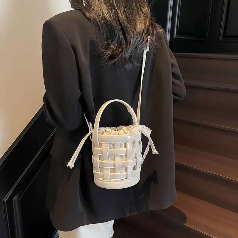 RUIPAI PU Bucket Bag Handbag Women's Black/Ecru/Blue/Silver/Pink-10