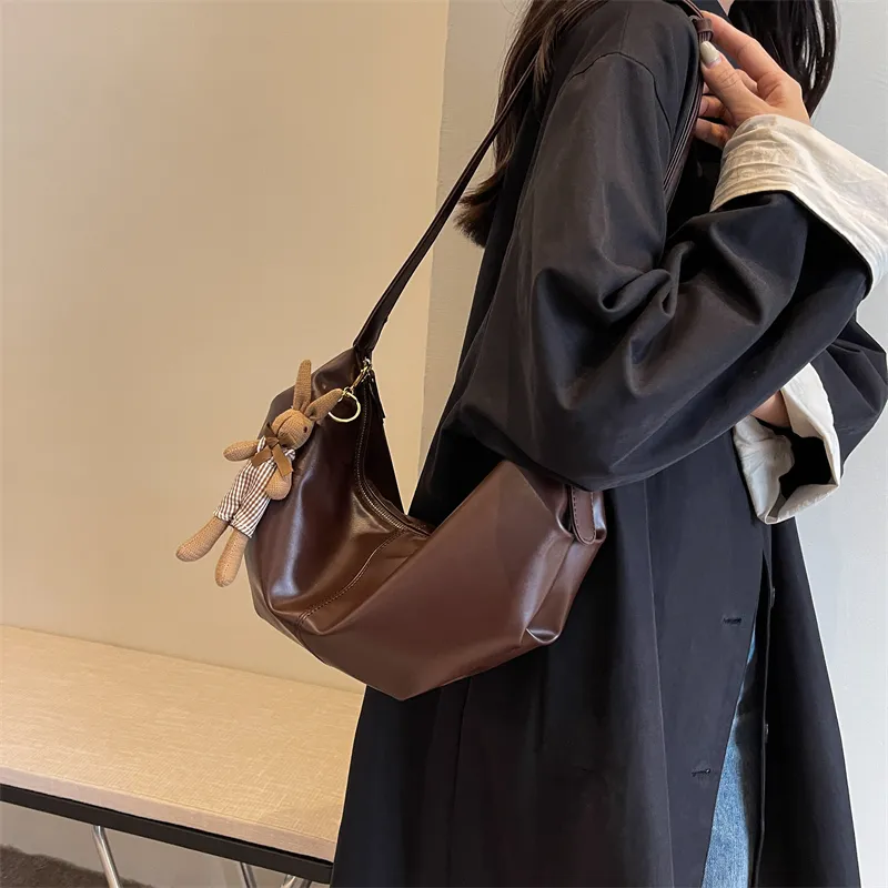 RUIPAI PU Water Dumpling Shoulder Bag Women's Black/Ecru/Coffee/Brown/Green-19