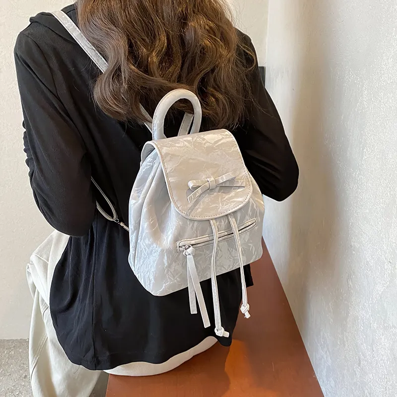 PINK·LAND PU Backpack Regular Women's Blue/Silver/White/Black-10