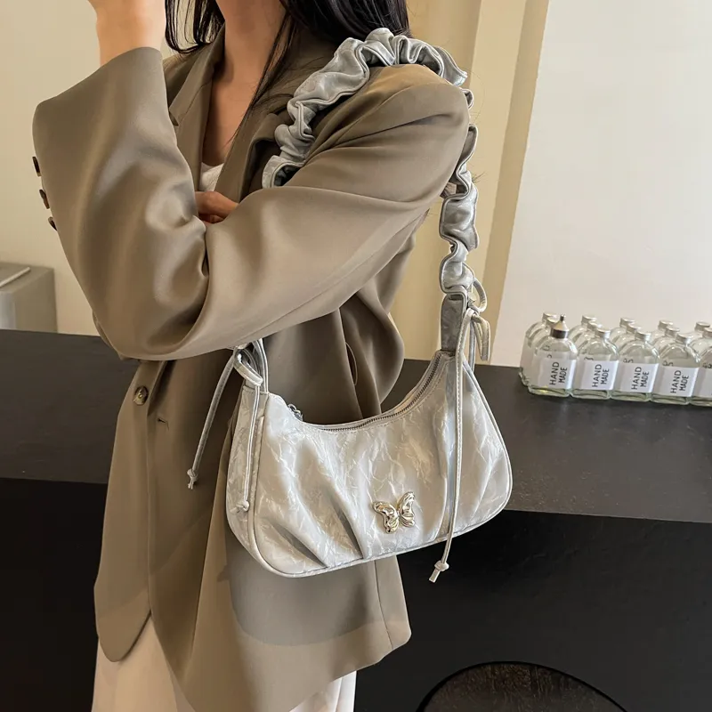PINK·LAND PU Shoulder Bag Women's Ecru/Silver/Green Black-10