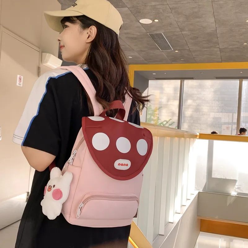 PINK·LAND Nylon Backpack Regular Women's Black/Pink/White/Green/Purple-9