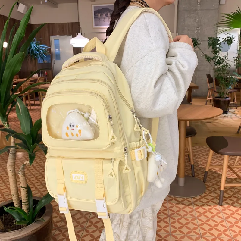 RUIPAI Nylon Backpack Regular Women's Yellow/Ecru/Black/Light Purple/Light Blue-1