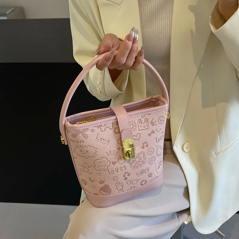 RUIPAI PU Bucket Bag, Shoulder Bag, Crossbody Bag, Handbag Regular Women's Pink/Ecru/Blue/Khaki-1