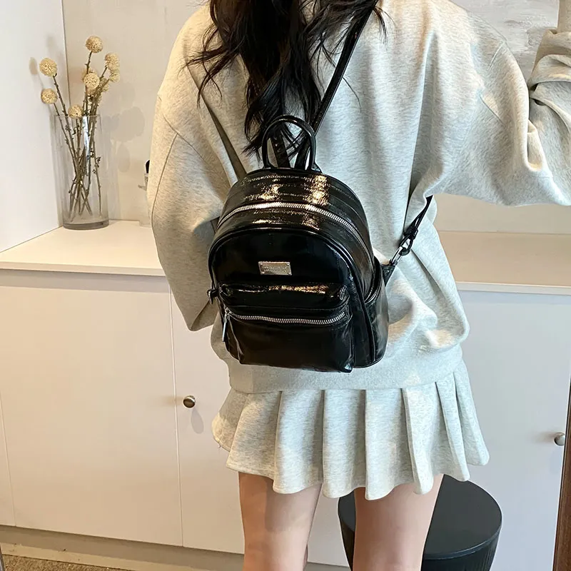 PINK·LAND PU Backpack Regular Women's White/Silver/Black-14