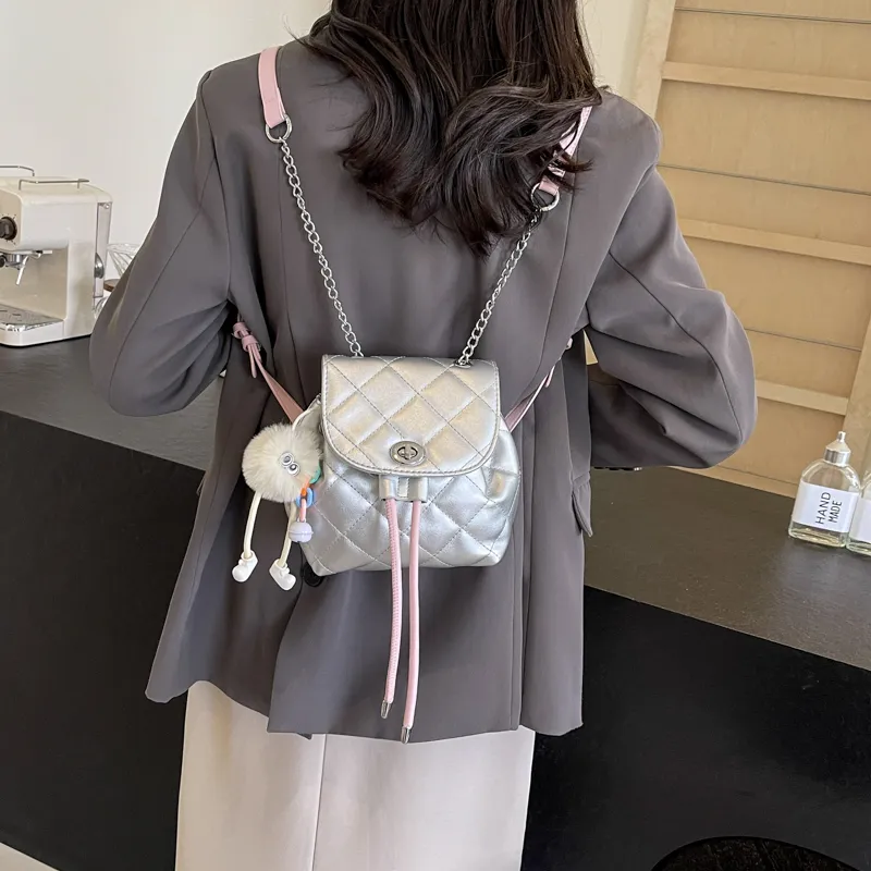 PINK·LAND PU Backpack Women's Silver & Pink/Pink/Ecru/Black/Black & Pink/Blue-3
