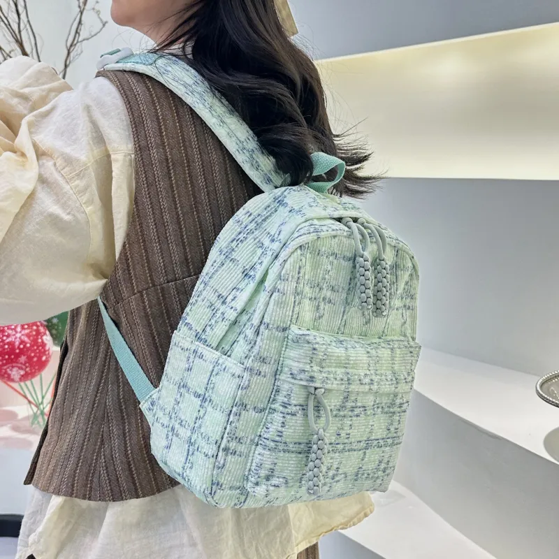 PINK·LAND Nylon Backpack Unisex Blue/Pink/Green-13