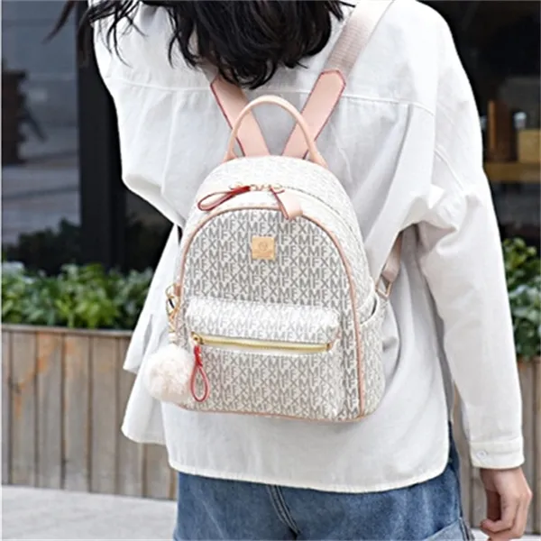 PINK·LAND PU Backpack Regular Women's Ecru/Coffee-3