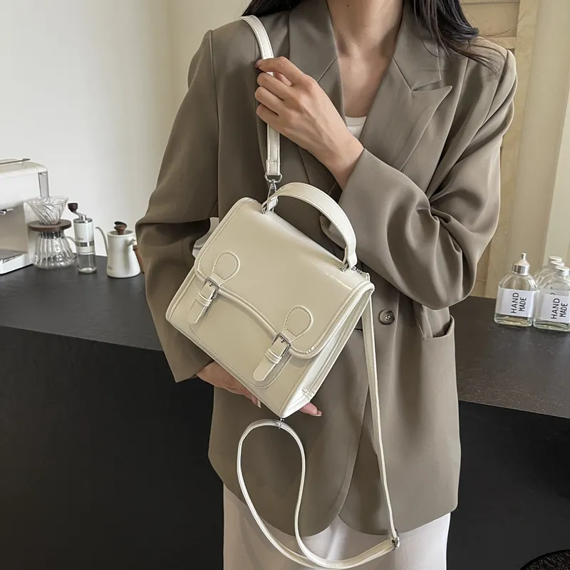 PINK·LAND PU Double Shoulder Handbag Women's Silver White/Burgundy/Black-8