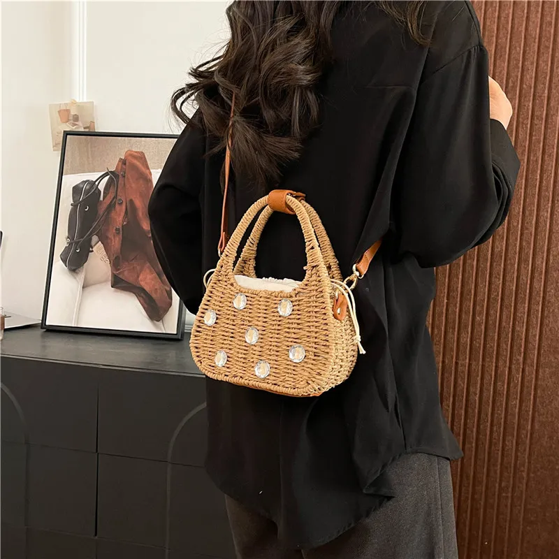 RUIPAI Woven Handbag Regular Women's Beige/Khaki-10