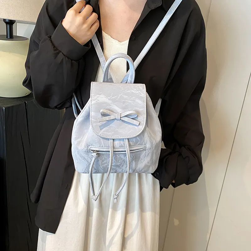 PINK·LAND PU Backpack Regular Women's Blue/Silver/White/Black-2
