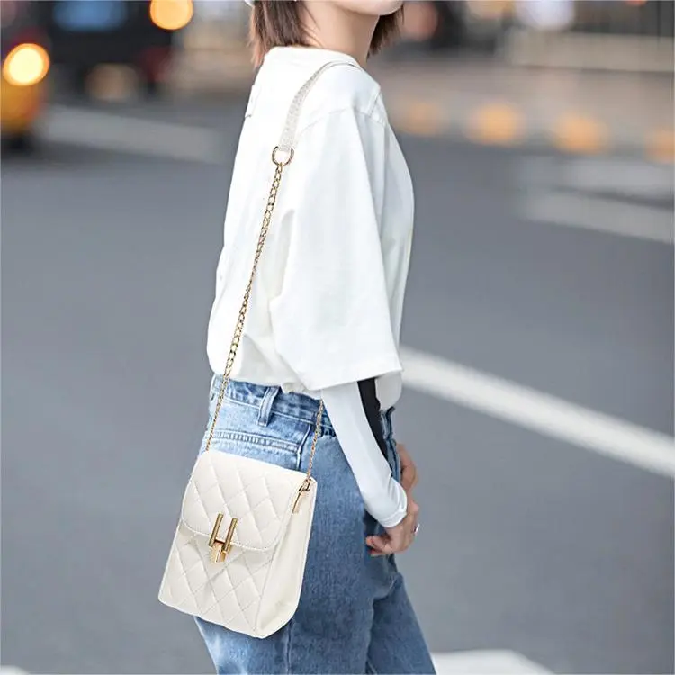 PINK·LAND PU Crossbody Bag Regular White/Black-2