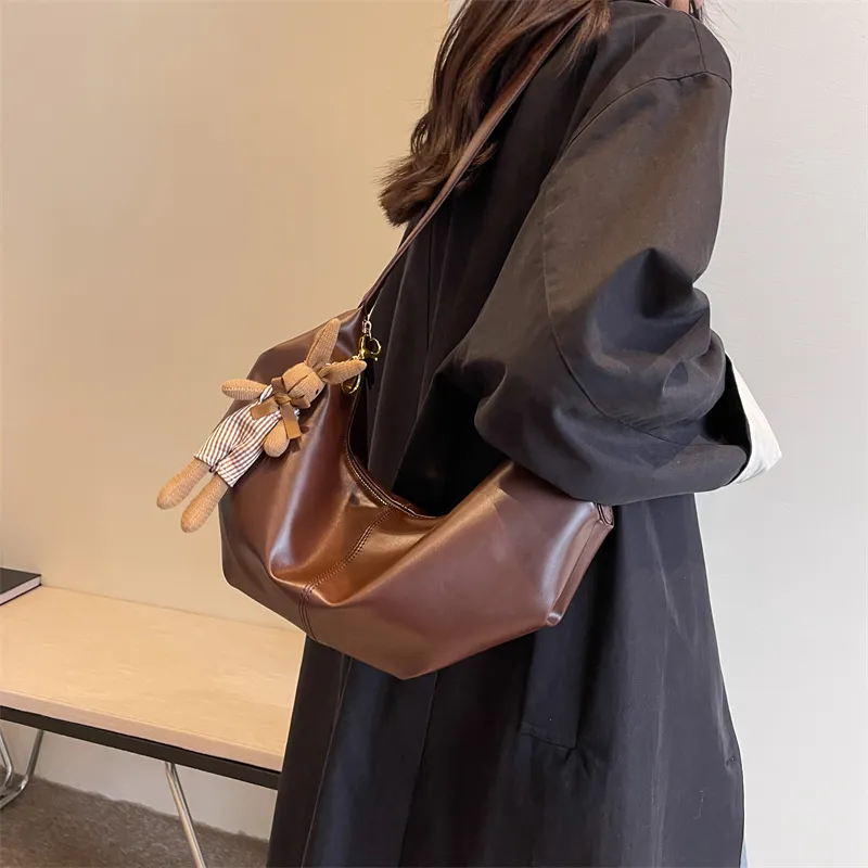 RUIPAI PU Water Dumpling Shoulder Bag Women's Black/Ecru/Coffee/Brown/Green-20