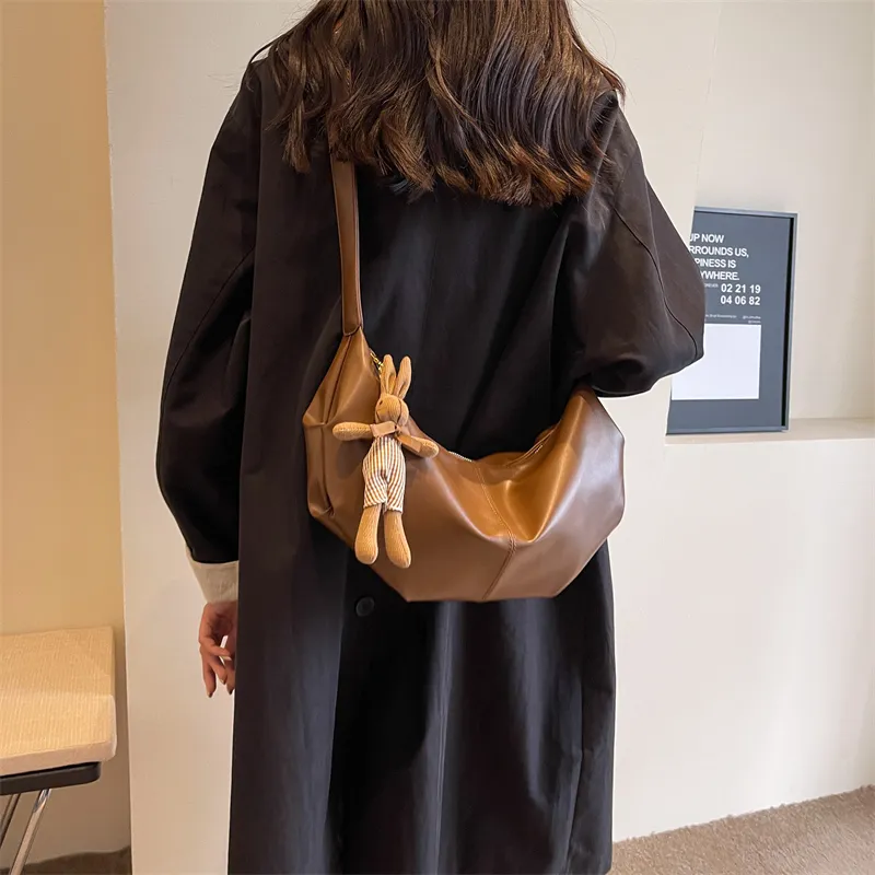 RUIPAI PU Water Dumpling Shoulder Bag Women's Black/Ecru/Coffee/Brown/Green-26