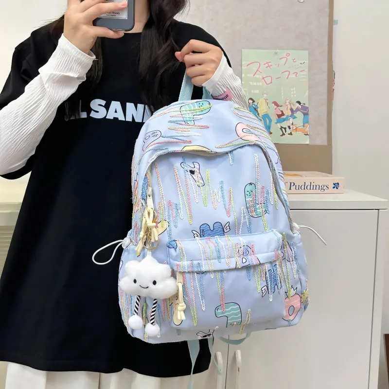 PINK·LAND Nylon Backpack Women's Multicolor-8