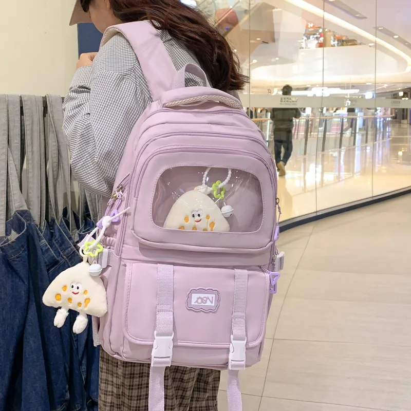 RUIPAI Nylon Backpack Regular Women's Yellow/Ecru/Black/Light Purple/Light Blue-14