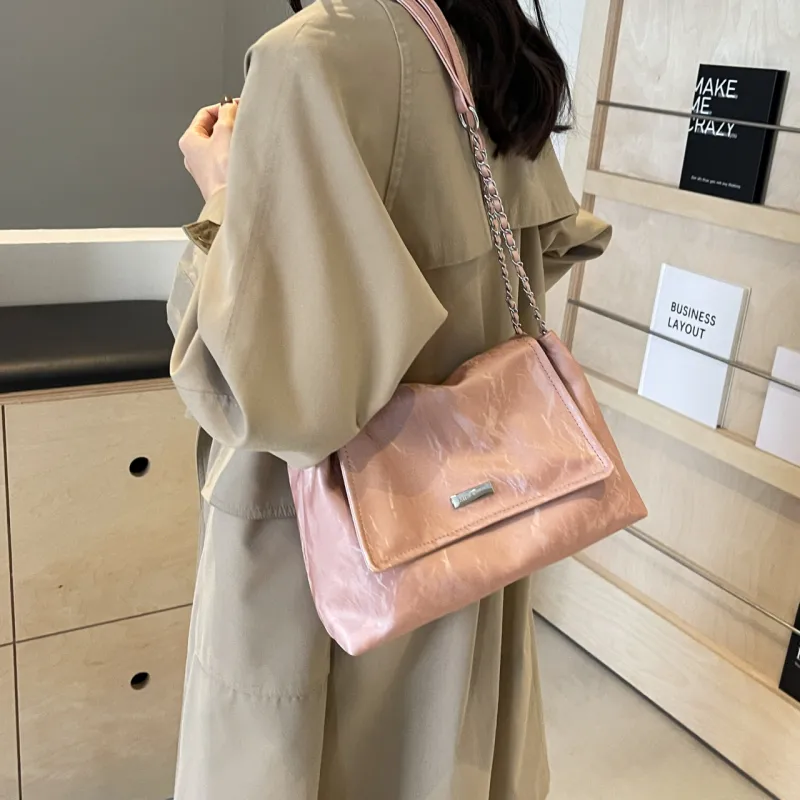 PINK·LAND Pu Shoulder Bag Women's Black/Ecru/Gray/Pink/Khaki-10