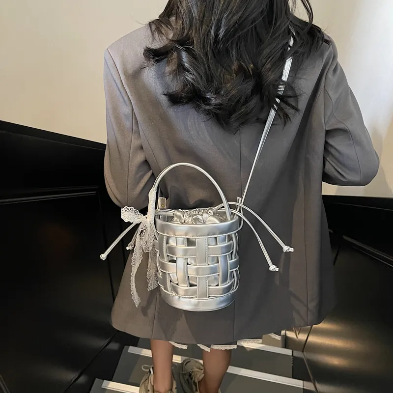 RUIPAI PU Bucket Bag Handbag Women's Black/Ecru/Blue/Silver/Pink-29