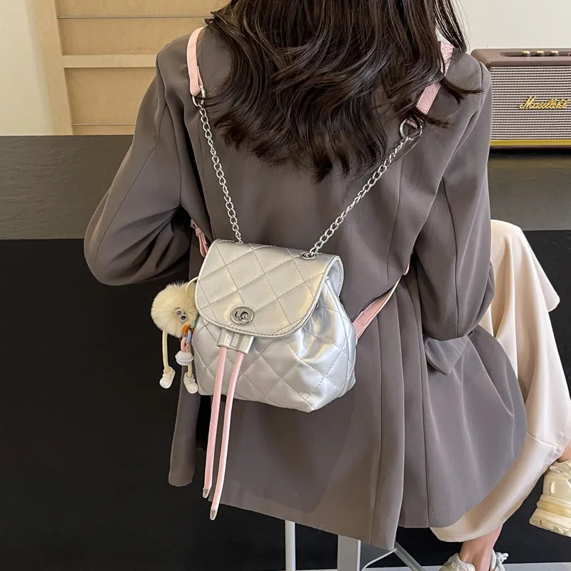 PINK·LAND PU Backpack Women's Silver & Pink/Pink/Ecru/Black/Black & Pink/Blue-4