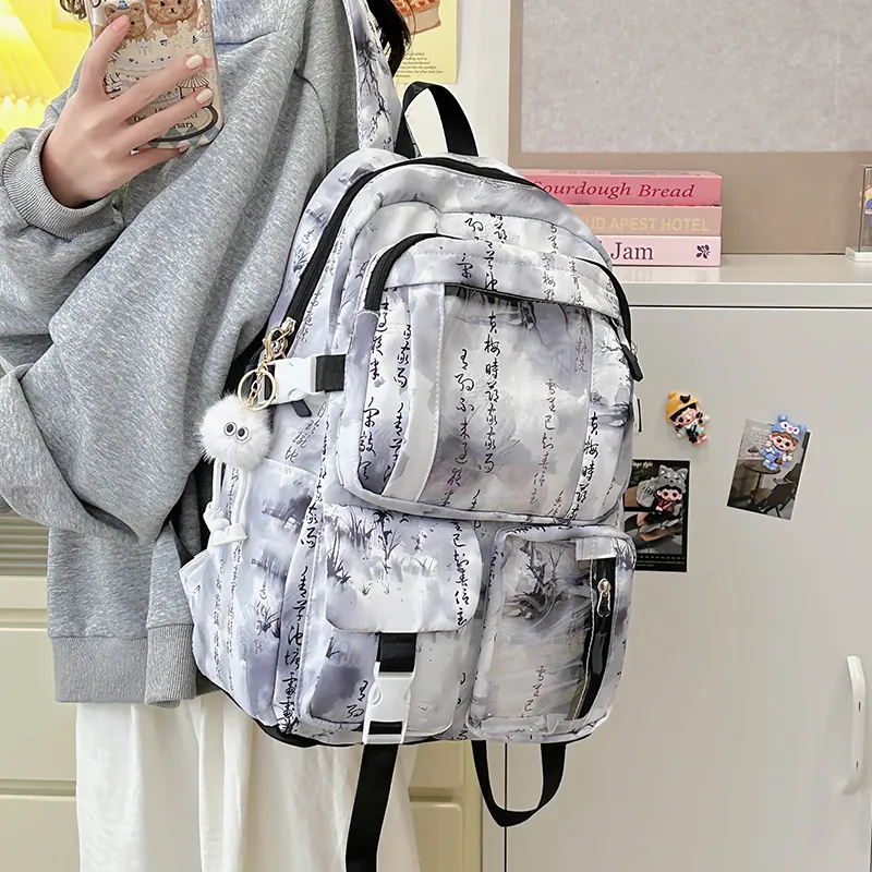 PINK·LAND Nylon Backpack Unisex Multicolor-4