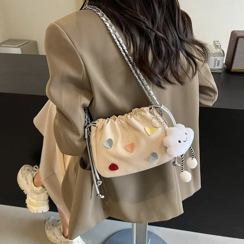 PINK·LAND PU Shoulder Bag Bucket Bag Crossbody Bag Shoulder Bag Regular Women's Ecru/Blue-4