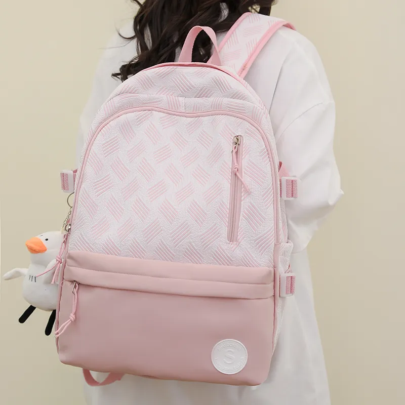 RUIPAI Nylon Backpack Regular Women's Light Purple/Light Green/Light Blue/Pink/Gray-15