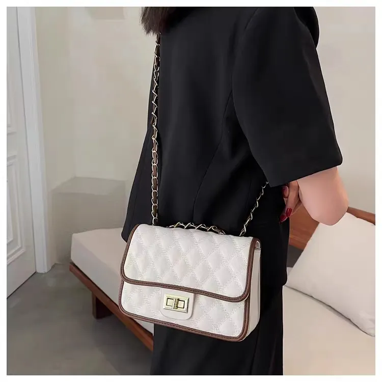 PINK·LAND PU Shoulder Bag Crossbody Bag Regular Women's Black And White/Yellow And Green/Ecru/Brown-6
