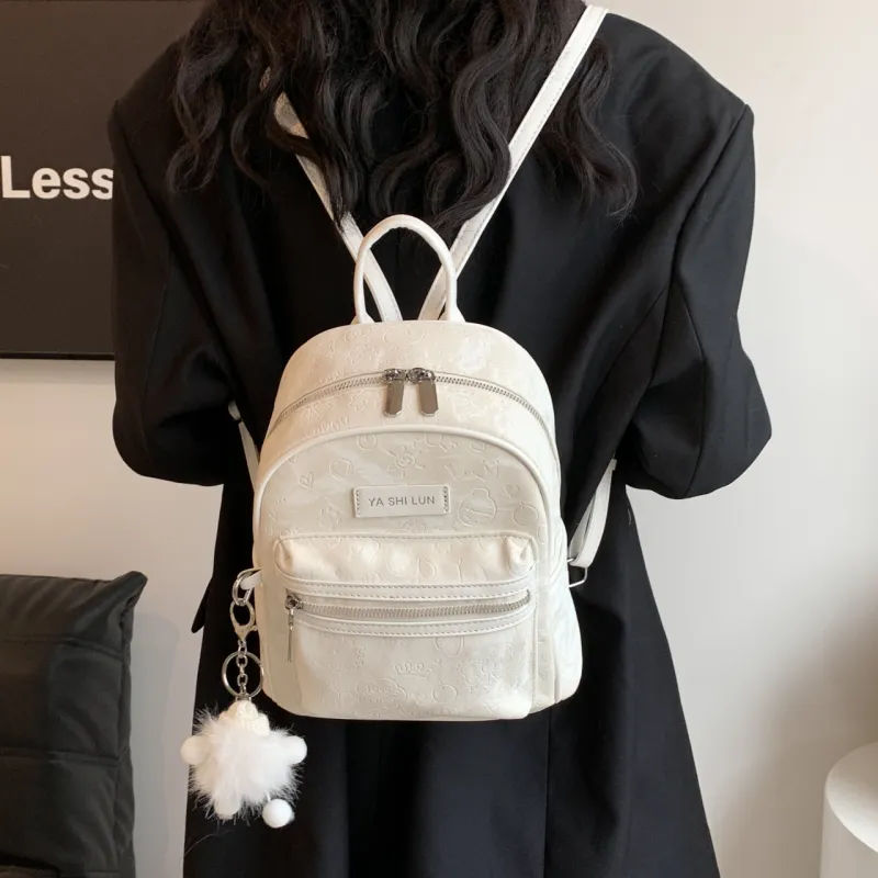 PINK·LAND PU Backpack Women's Black/Silver/Pink/White-9