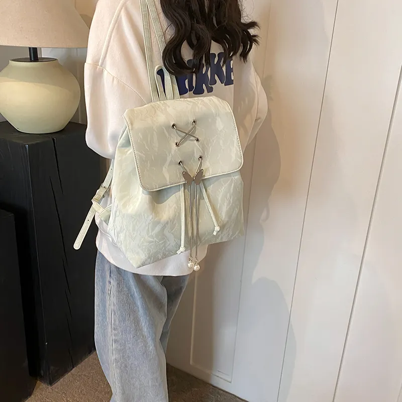 PINK·LAND PU Backpack Women's Silver/White/Green/Black-13
