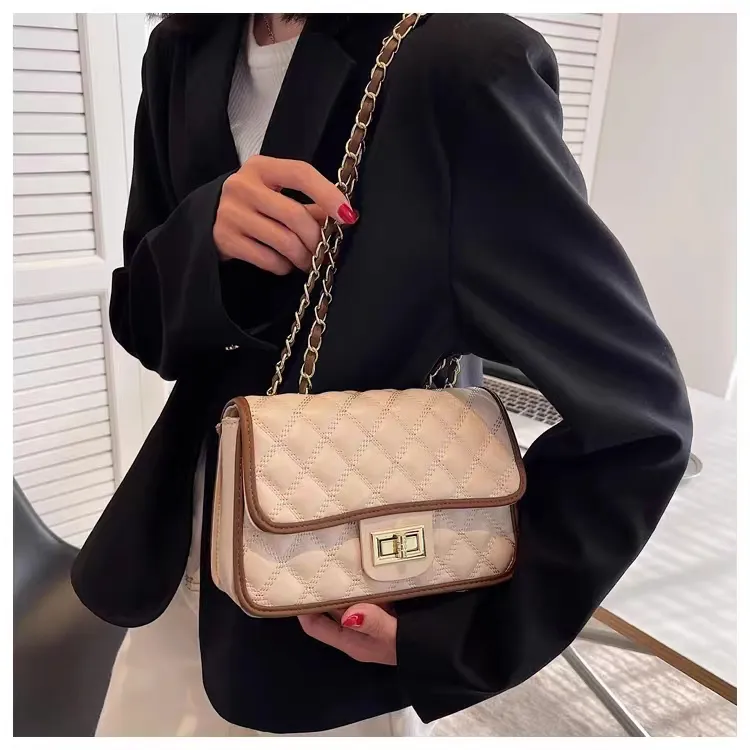 PINK·LAND PU Shoulder Bag Crossbody Bag Regular Women's Black And White/Yellow And Green/Ecru/Brown-18