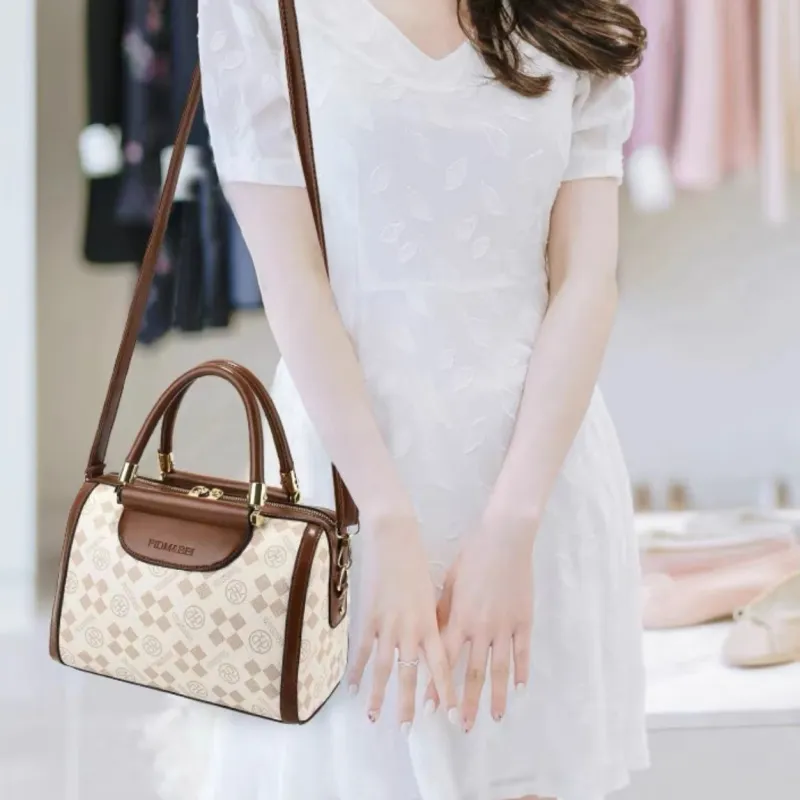 PINK·LAND PU Shoulder Bag Regular Women's Ecru/Coffee & Brown-4