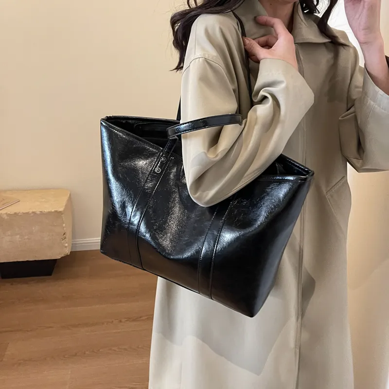 ROSEROOEN PU Tote Handbag Shoulder Bag Regular Women's Brown/Coffee/Black-17