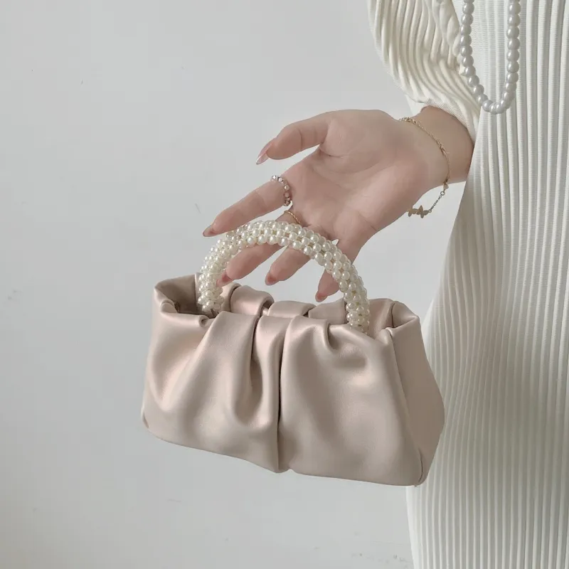 PINK·LAND PU Wrist Bag, Cloud Bag, One Shoulder Handbag Mini Women's White/Pink/Gold/Silver-8