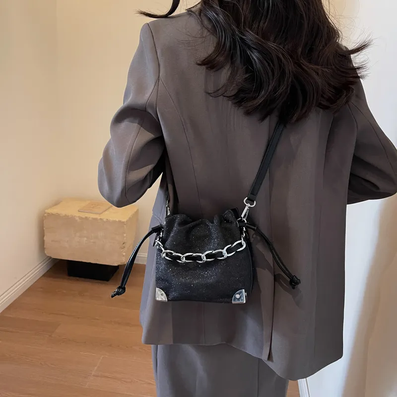 RUIPAI Fabric Shoulder Bag Women's Champagne/Black/Silver-7