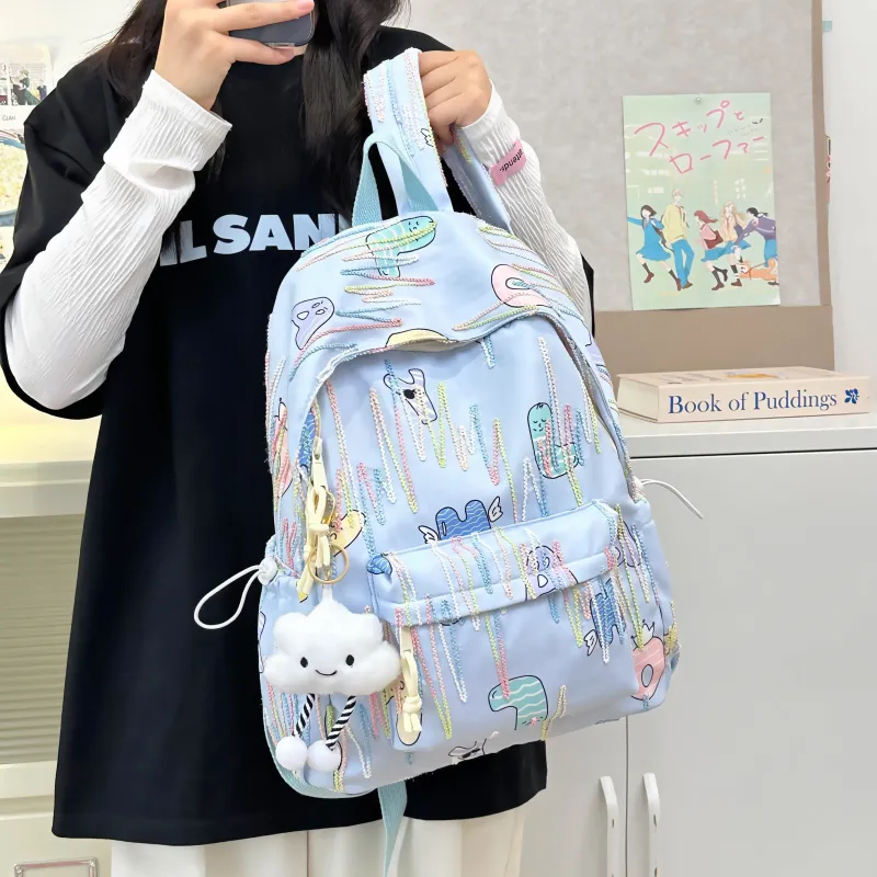 PINK·LAND Nylon Backpack Women's Multicolor-7