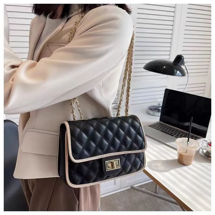 PINK·LAND PU Shoulder Bag Crossbody Bag Regular Women's Black And White/Yellow And Green/Ecru/Brown-1