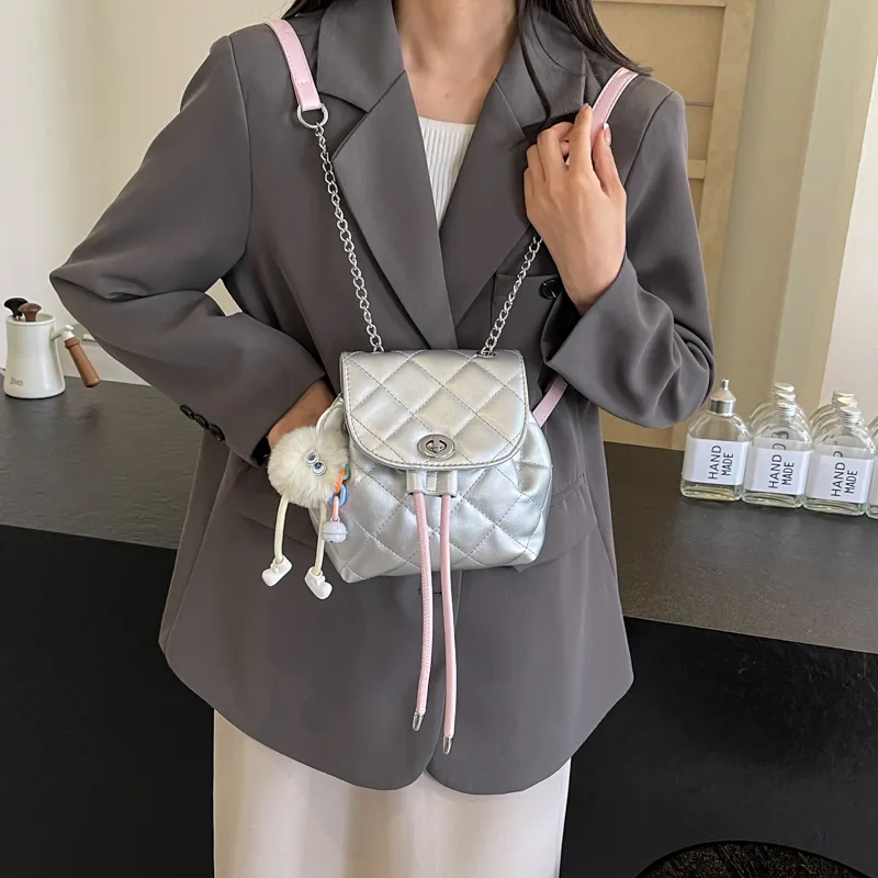 PINK·LAND PU Backpack Women's Silver & Pink/Pink/Ecru/Black/Black & Pink/Blue-2