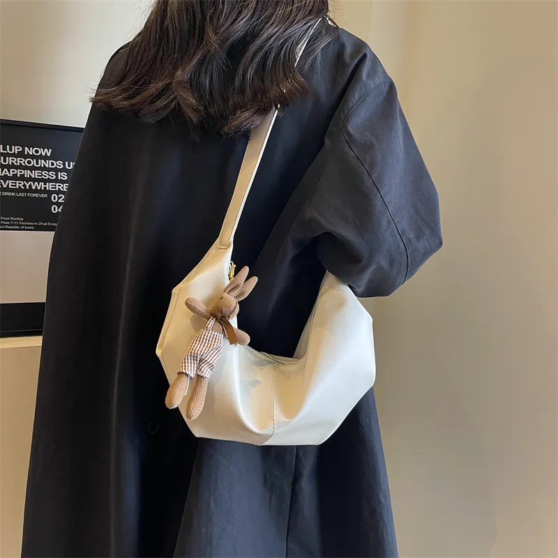 RUIPAI PU Water Dumpling Shoulder Bag Women's Black/Ecru/Coffee/Brown/Green-12