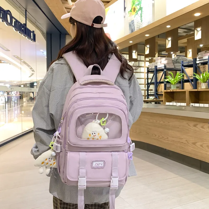 RUIPAI Nylon Backpack Regular Women's Yellow/Ecru/Black/Light Purple/Light Blue-13