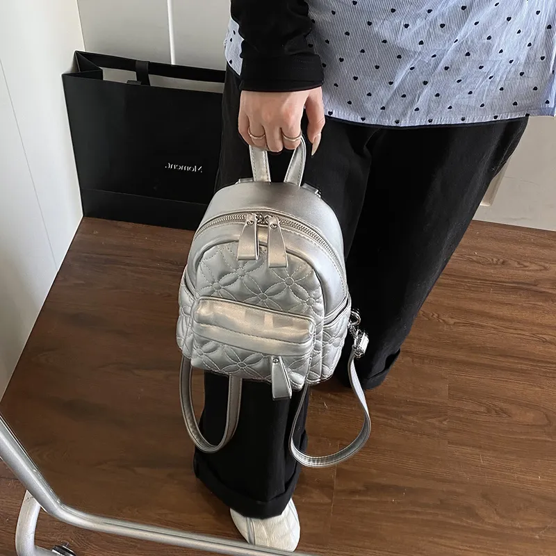 RUIPAI PU Backpack Women's Silver/Black/Yellow/White-4