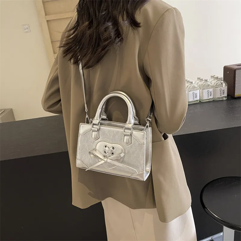 PINK·LAND PU Handbag Regular Women's Silver/Ecru/Burgundy/Black-2