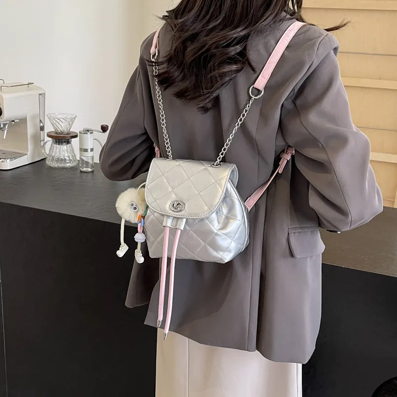 PINK·LAND PU Backpack Women's Silver & Pink/Pink/Ecru/Black/Black & Pink/Blue-5
